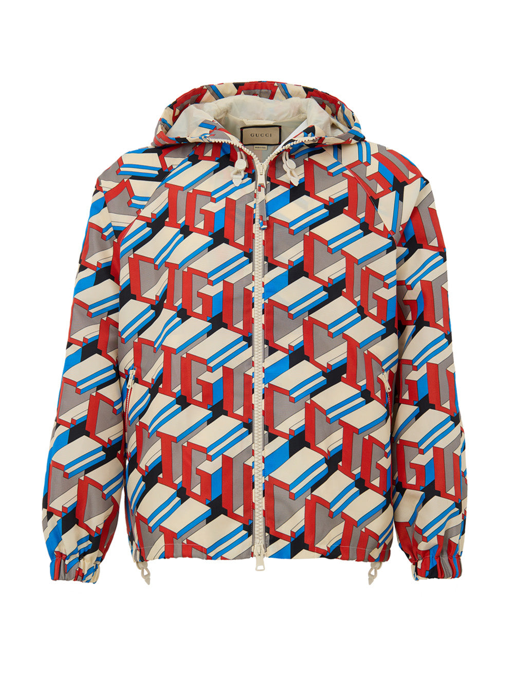 Giubbino in Nylon con Stampa Geometrica Multicolor Gucci