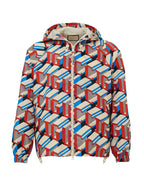 Giubbino in Nylon con Stampa Geometrica Multicolor Gucci