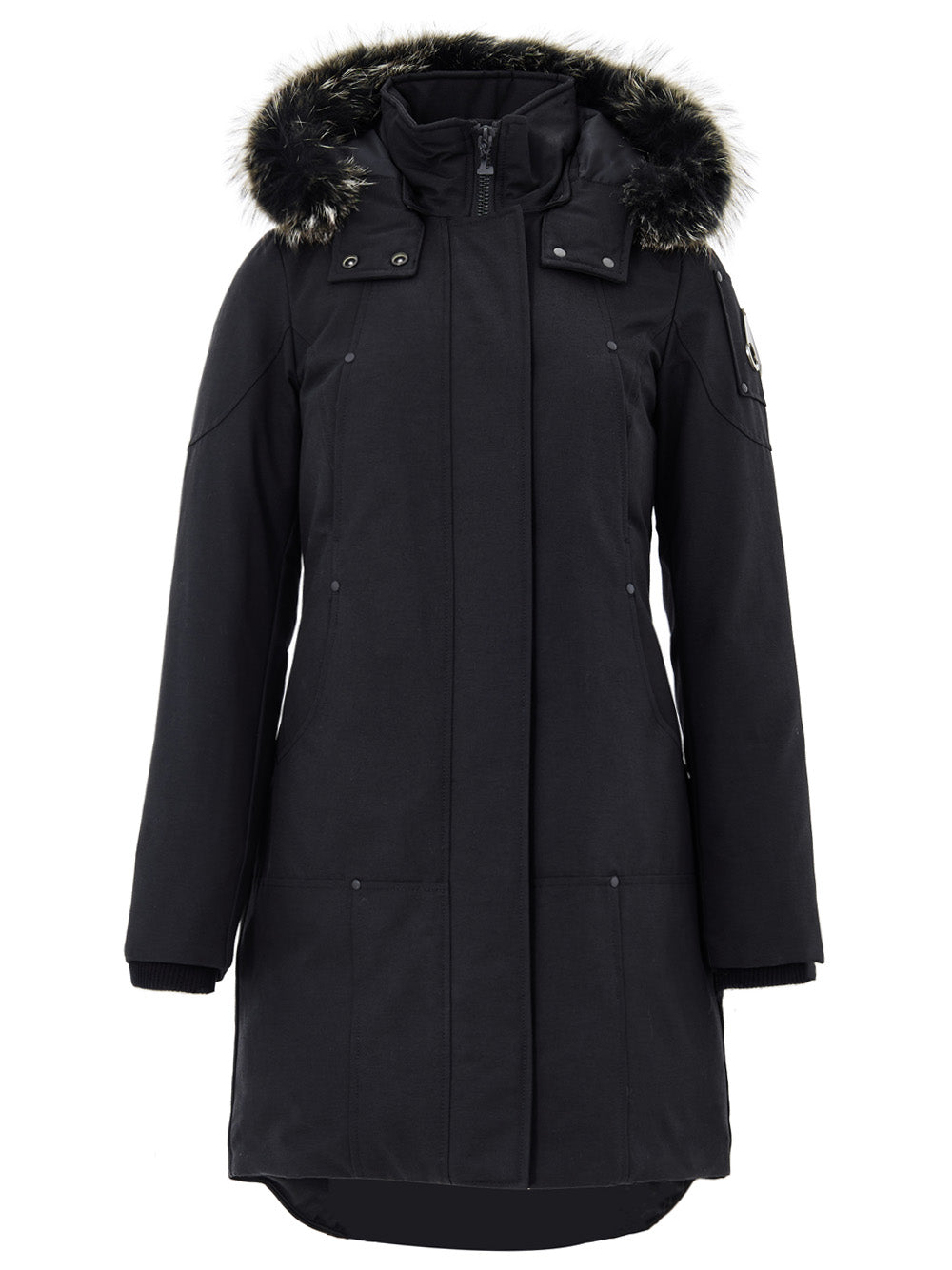 Parka in Tessuto con Cappuccio e Pelliccia Moose Knuckles