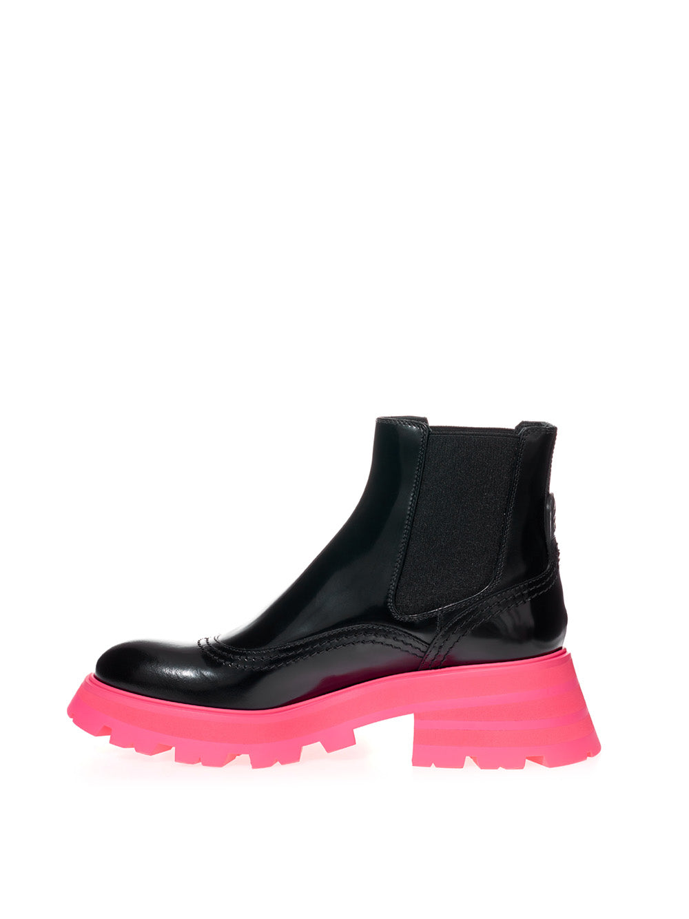 Alexander McQueen botines Chelsea con suela rosa fluo