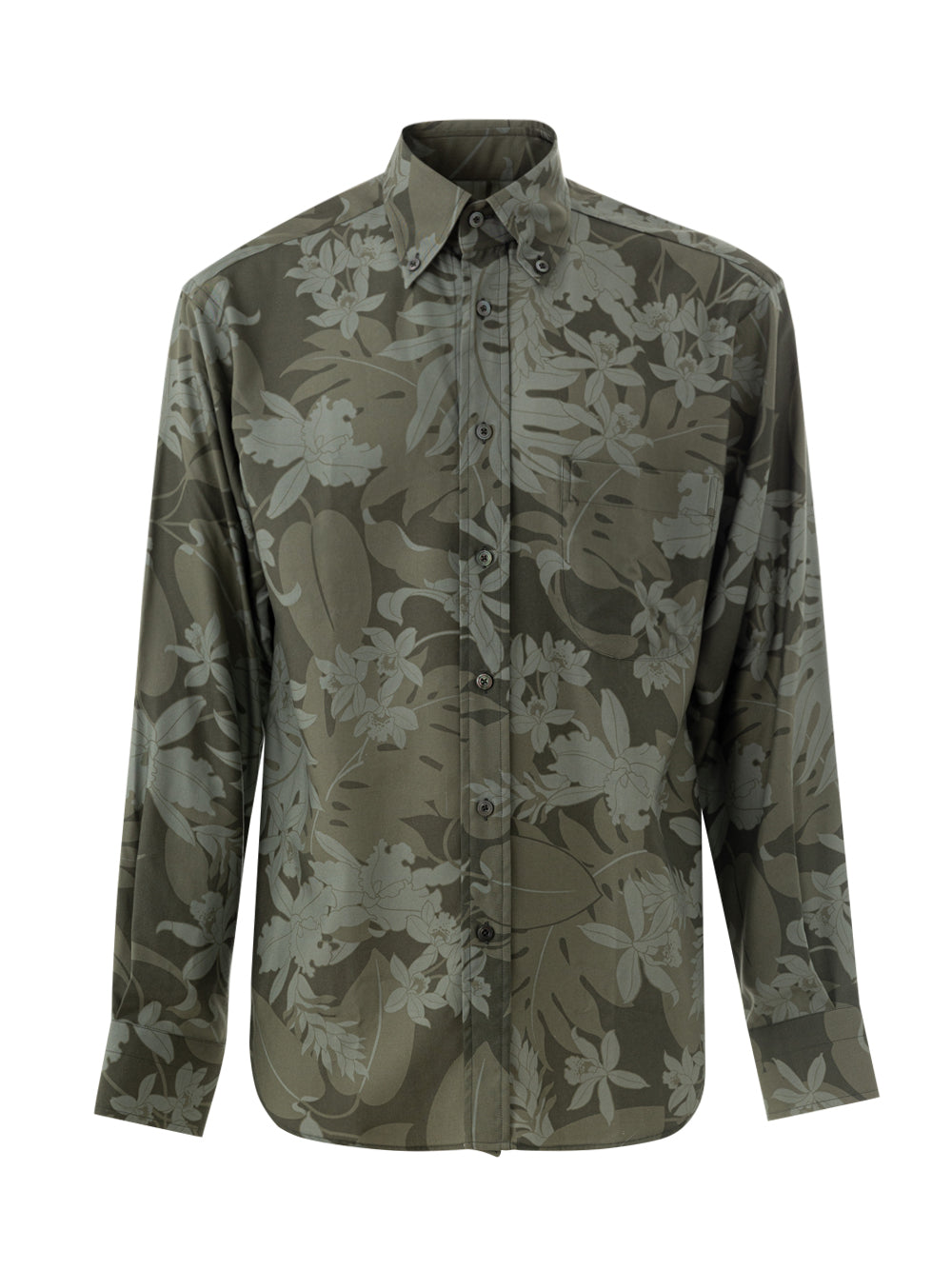 Camicia Stampa Floreale in Verde Tom Ford