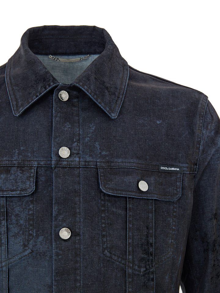 Giubbino Effetto Spalmato in Grigio Scuro Dolce & Gabbana