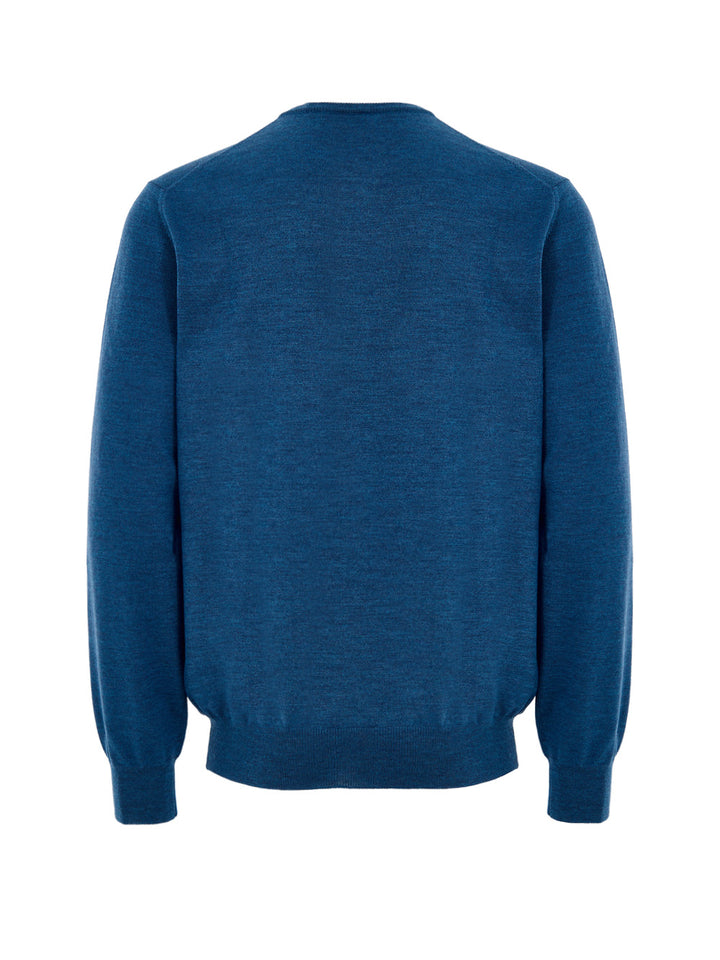 Maglione Girocollo Blu in Lana Sottile Gran Sasso