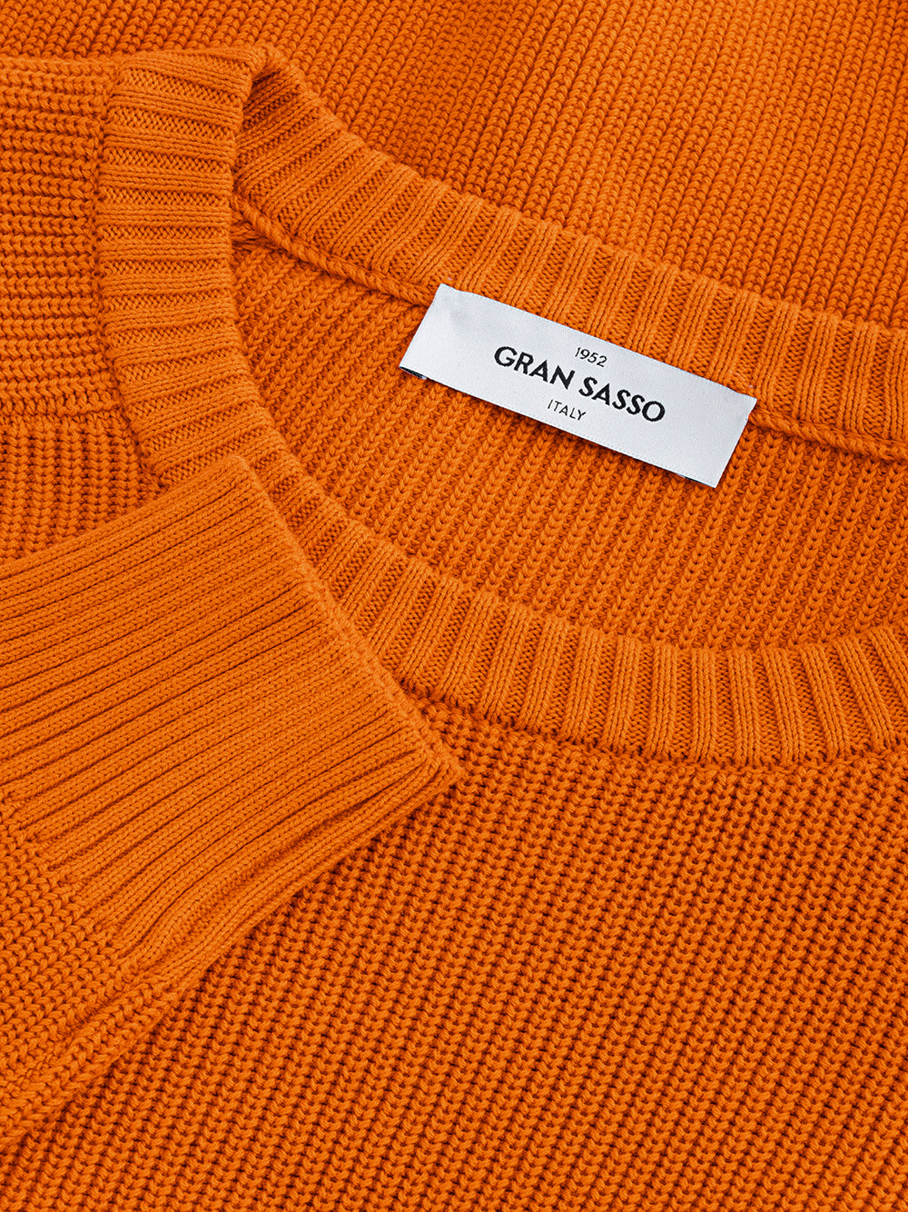 Pull col rond en coton orange Gran Sasso