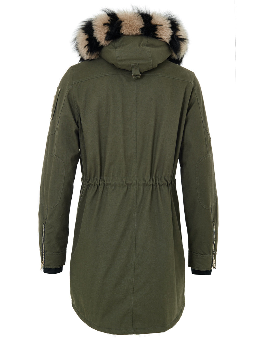 Parka Lungo Verde Militare con Cappuccio e Pelliccia Moose Knuckles