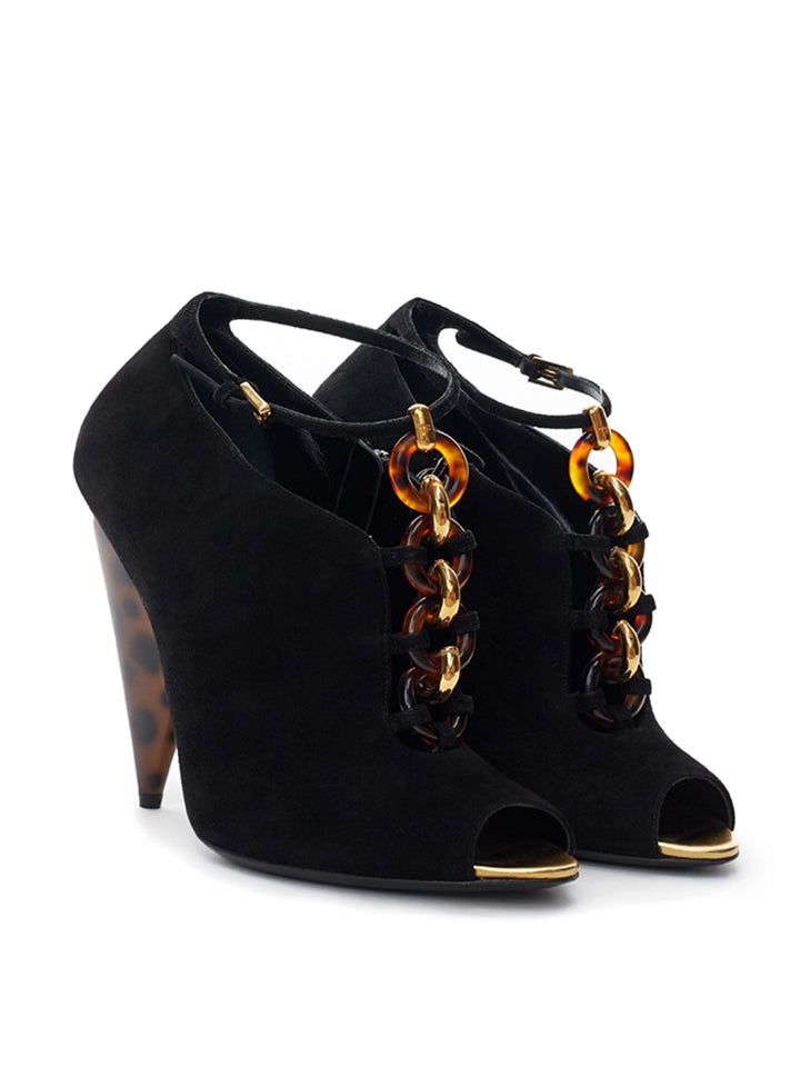 Tom Ford Suede Open Toe Ankle Boots