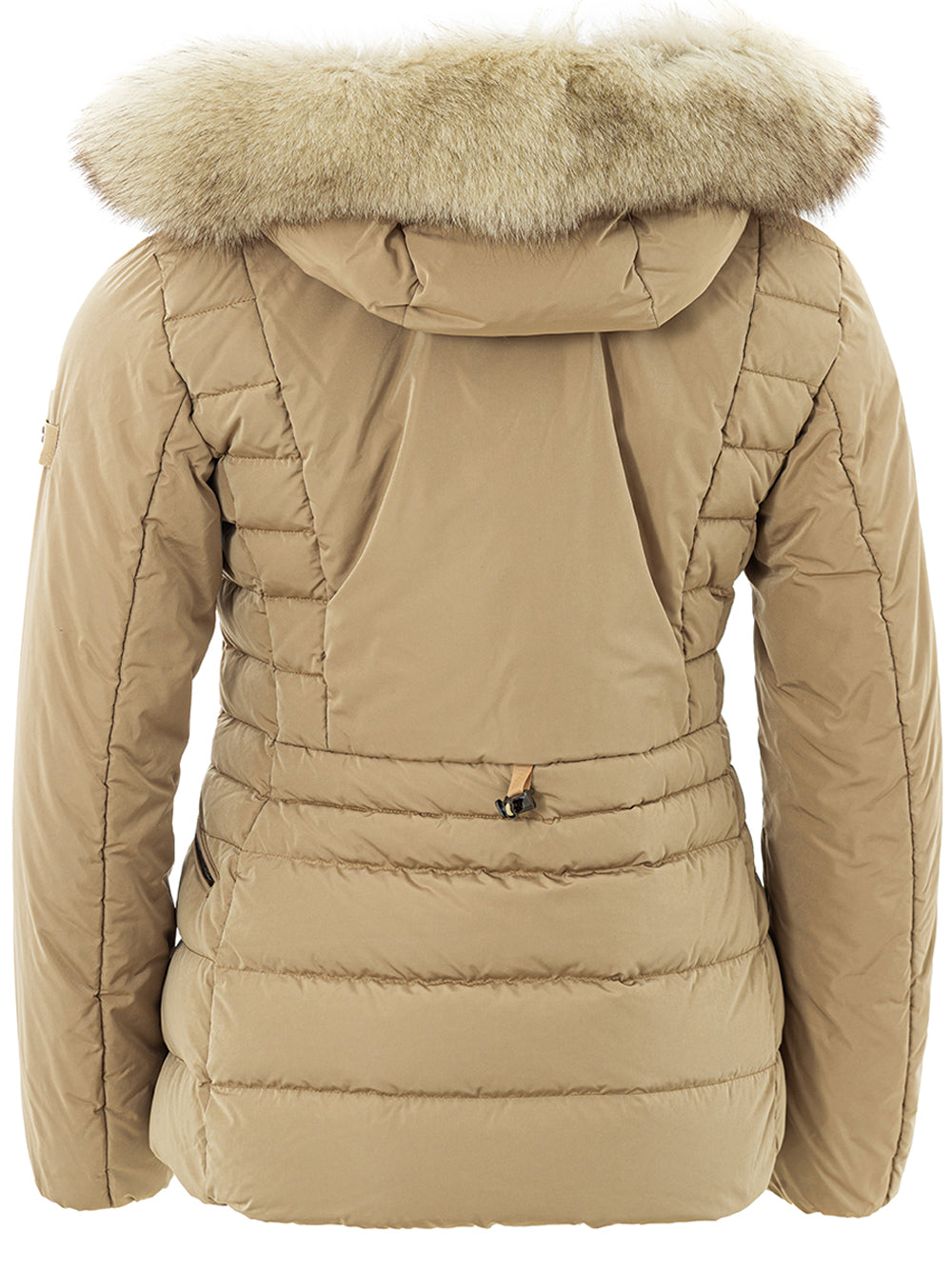 Beige Padded Jacket with Fur Collar Peuterey