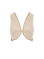 Gilet in Cotone Cipria con Bordo in Catena Gold Cult Gaia