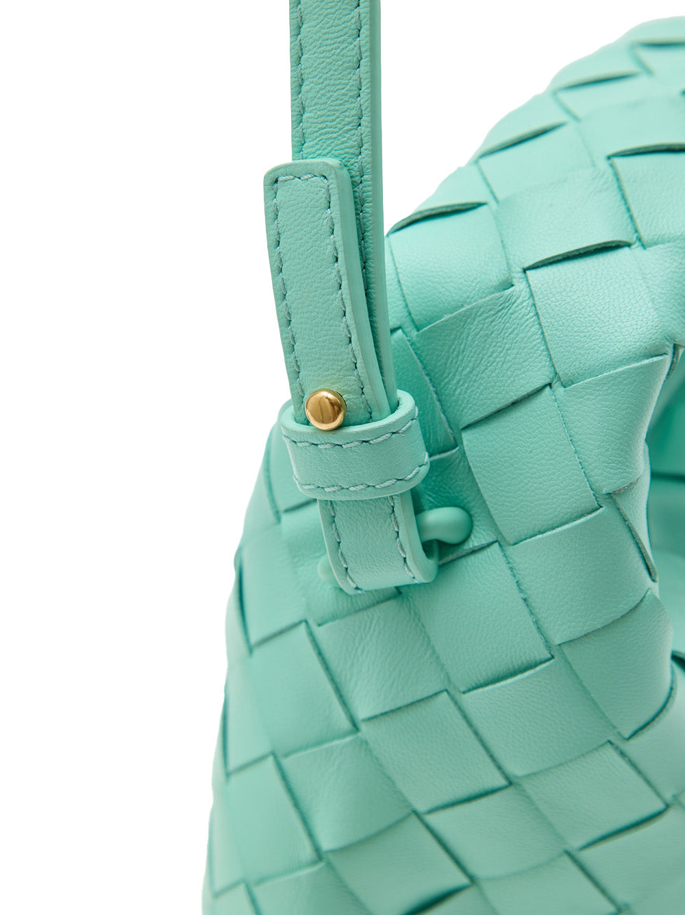 Mini Borsa a Spalla Hop con Intreccio in Turchese Bottega Veneta
