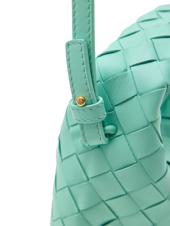 Mini Borsa a Spalla Hop con Intreccio in Turchese Bottega Veneta