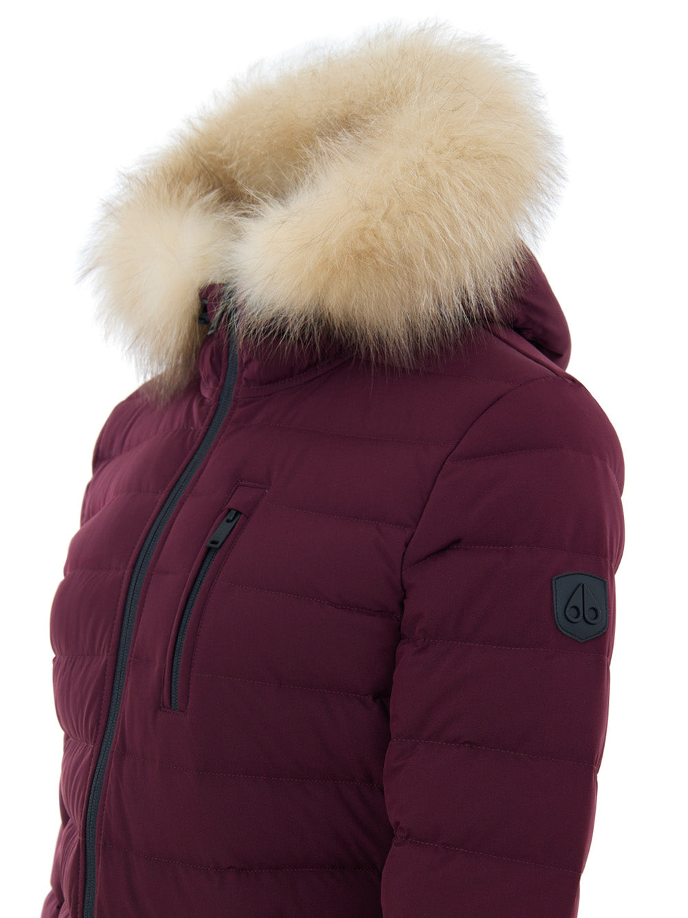 Piumino Lightweight Bordeaux con Cappuccio  con Pelliccia Moose Knuckles