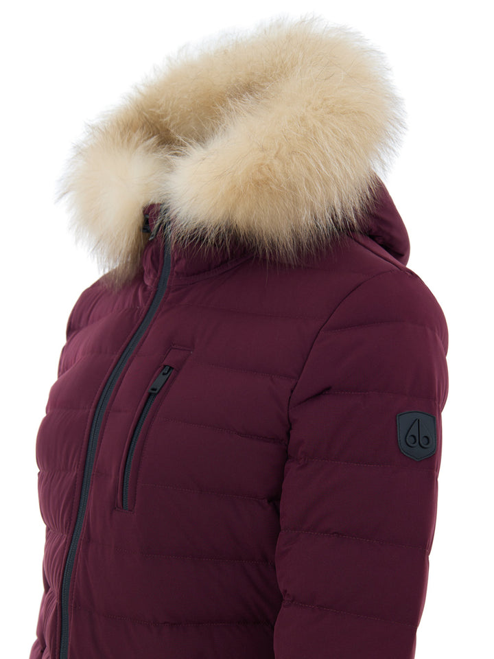 Piumino Lightweight Bordeaux con Cappuccio  con Pelliccia Moose Knuckles
