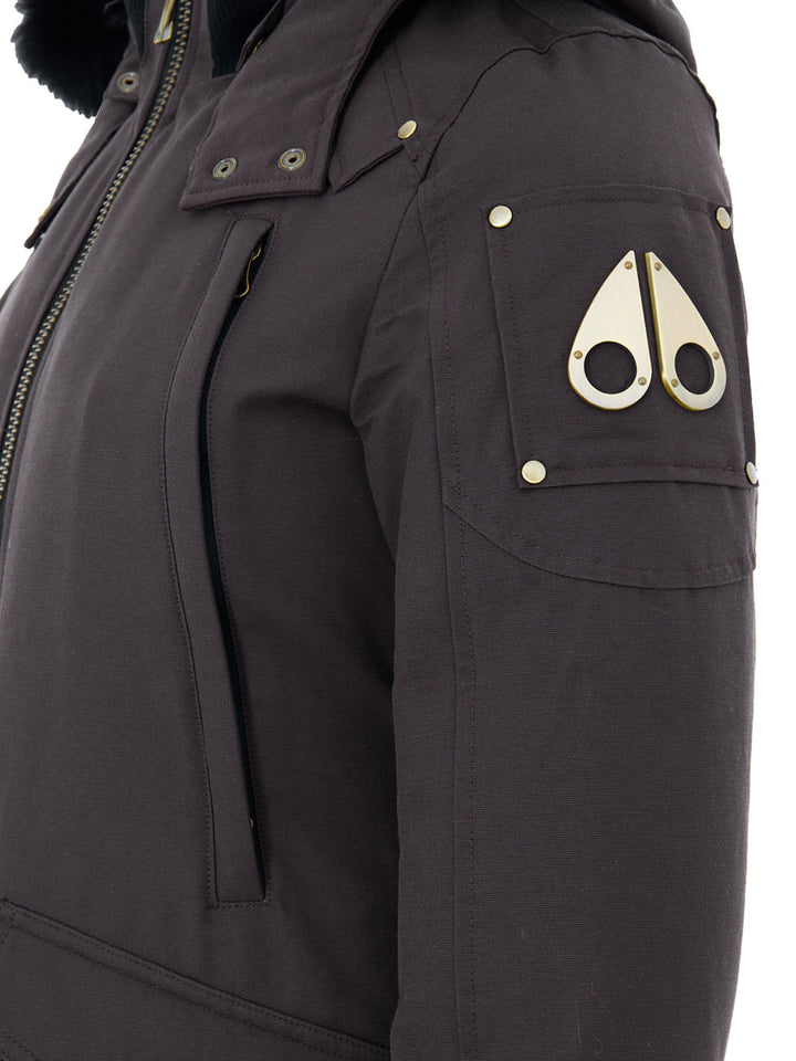 Field Jacket in Marrone con Cappuccio e Pelliccia Moose Knuckles