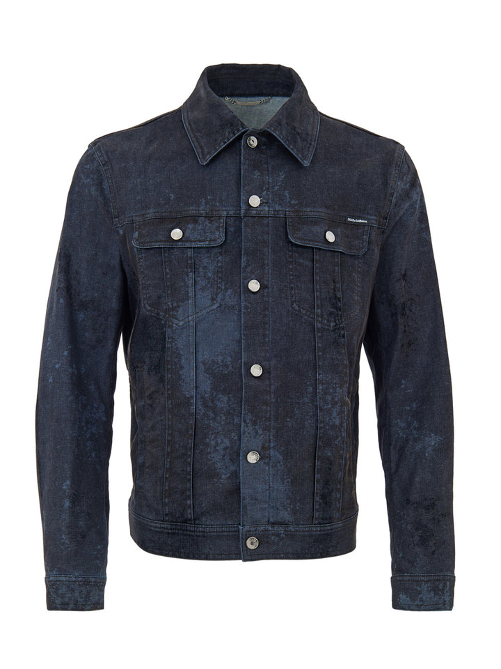 Giubbino Effetto Spalmato in Grigio Scuro Dolce & Gabbana