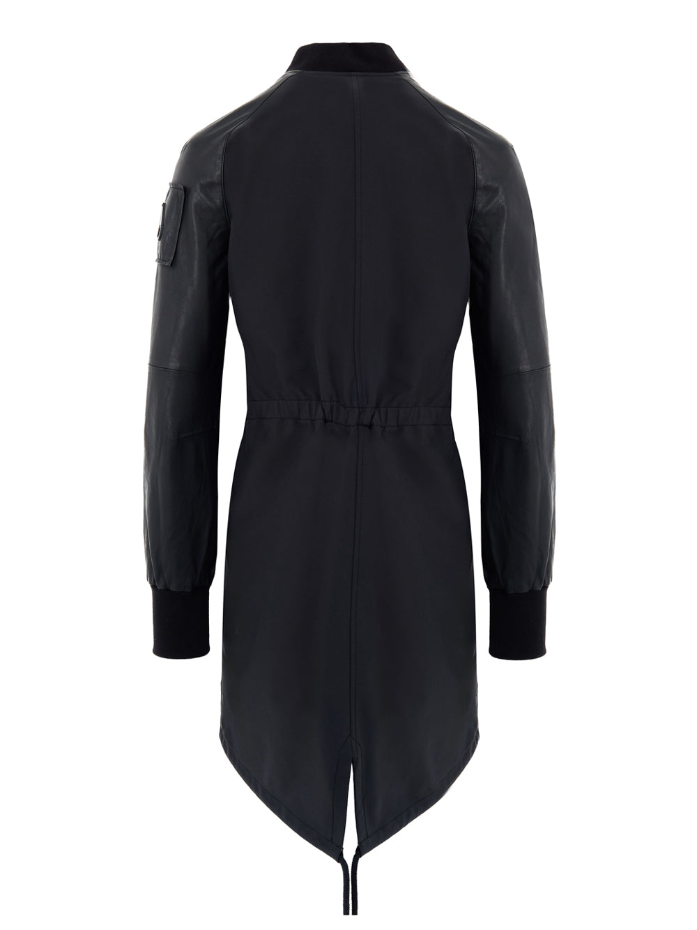 Parka Nero in Tessuto Tecnico e Pelle Moose Knuckles