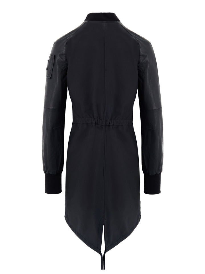 Parka Nero in Tessuto Tecnico e Pelle Moose Knuckles