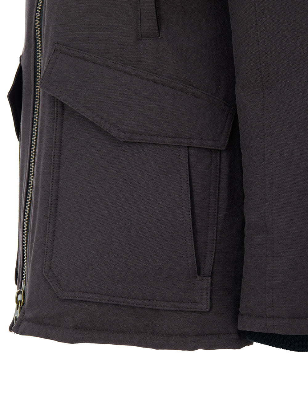Field Jacket in Marrone con Cappuccio e Pelliccia Moose Knuckles