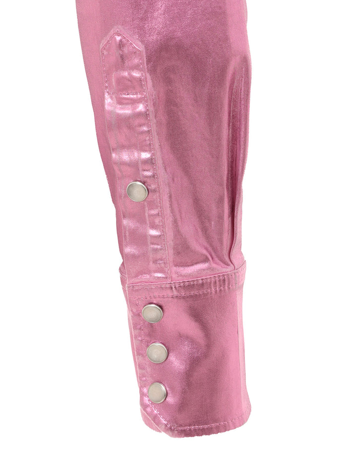 Camicia Cropped in Tessuto Stretch Lurex Rosa Metal Dolce & Gabbana