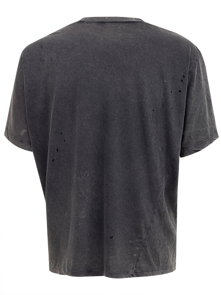 T-Shirt in Cotone Effetto Destroyed con Logo Icon Dsquared2