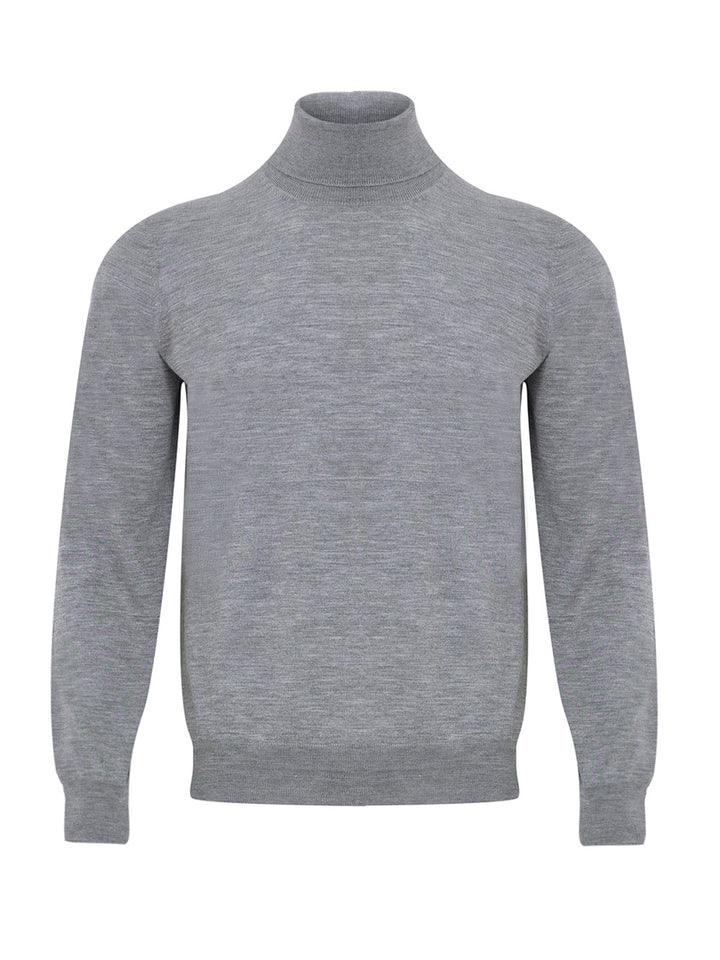 Maglione Dolcevita in Cashmere e Seta Grigio Gran Sasso