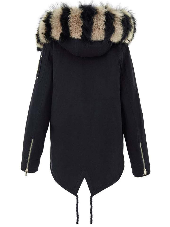 Giubbino Middle Parka in Tessuto Verde con Pelliccia Moose Knuckles