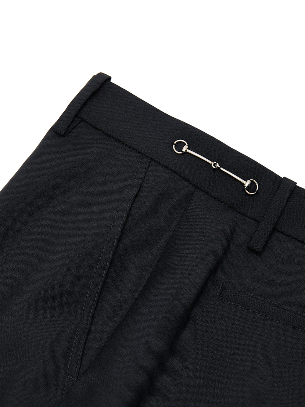 Pantalone Sartoriale Nero con Dettaglio Metallico Gucci
