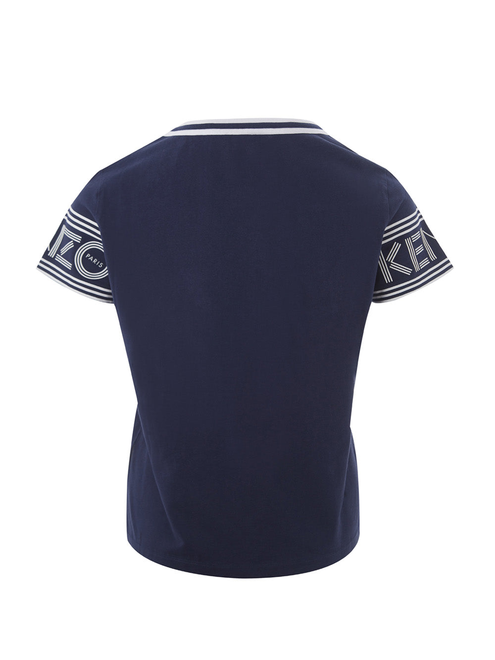 T-Shirt in Cotone Blu con Logo Kenzo