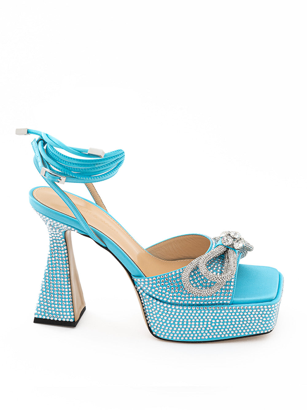 Sandali Plateau Azzurro con Cristalli Doppio Fiocco Mach & Mach
