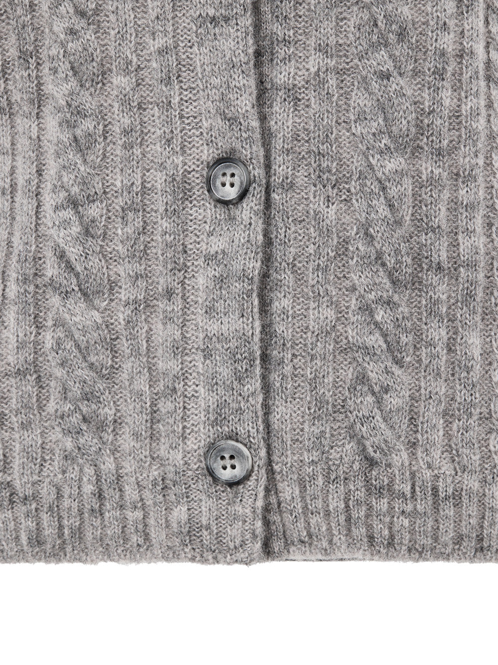 Cardigan con Lavorazione Trecce in Grigio Gran Sasso