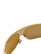 Occhiali da Sole Avvolgenti in Metallo Gold Bottega Veneta