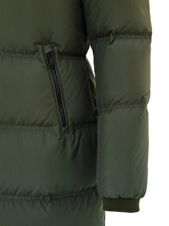 Piumino Imbottito Lungo Verde con Cappuccio Moose Knuckles