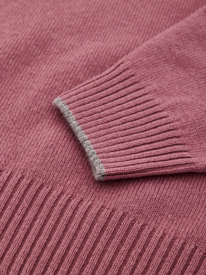 Maglione Lupetto con Mezza Zip in Lana Rosso Porpora Gran Sasso