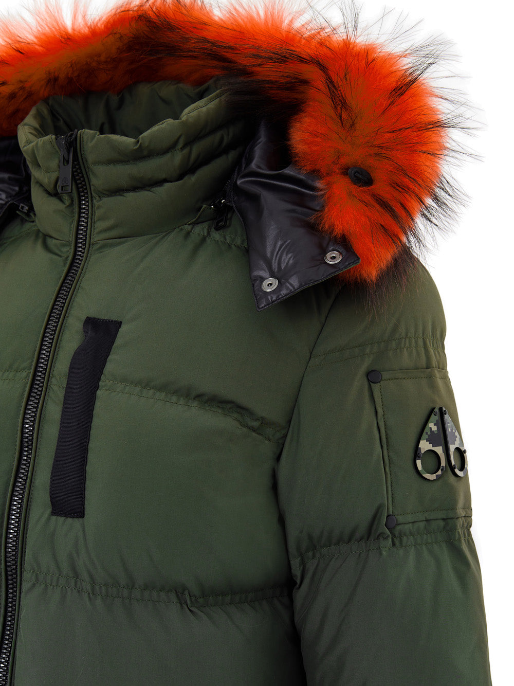 Piumino Imbottito Lungo Verde con Cappuccio Moose Knuckles