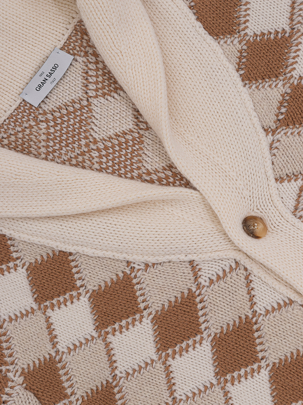 Cardigan en laine beige et blanc Gran Sasso