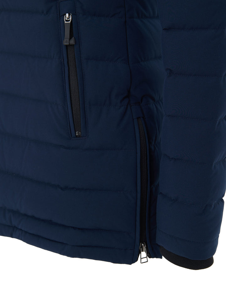 Piumino Lightweight Imbottito in Blu con Collo Pelliccia Moose Knuckles