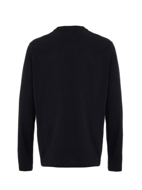 T-Shirt Nera Maniche Lunghe con Logo Ricamo Jil Sander