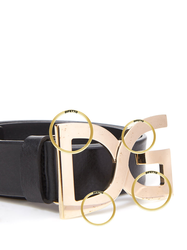 Cintura in Pelle con Fibbia Gold Dolce & Gabbana