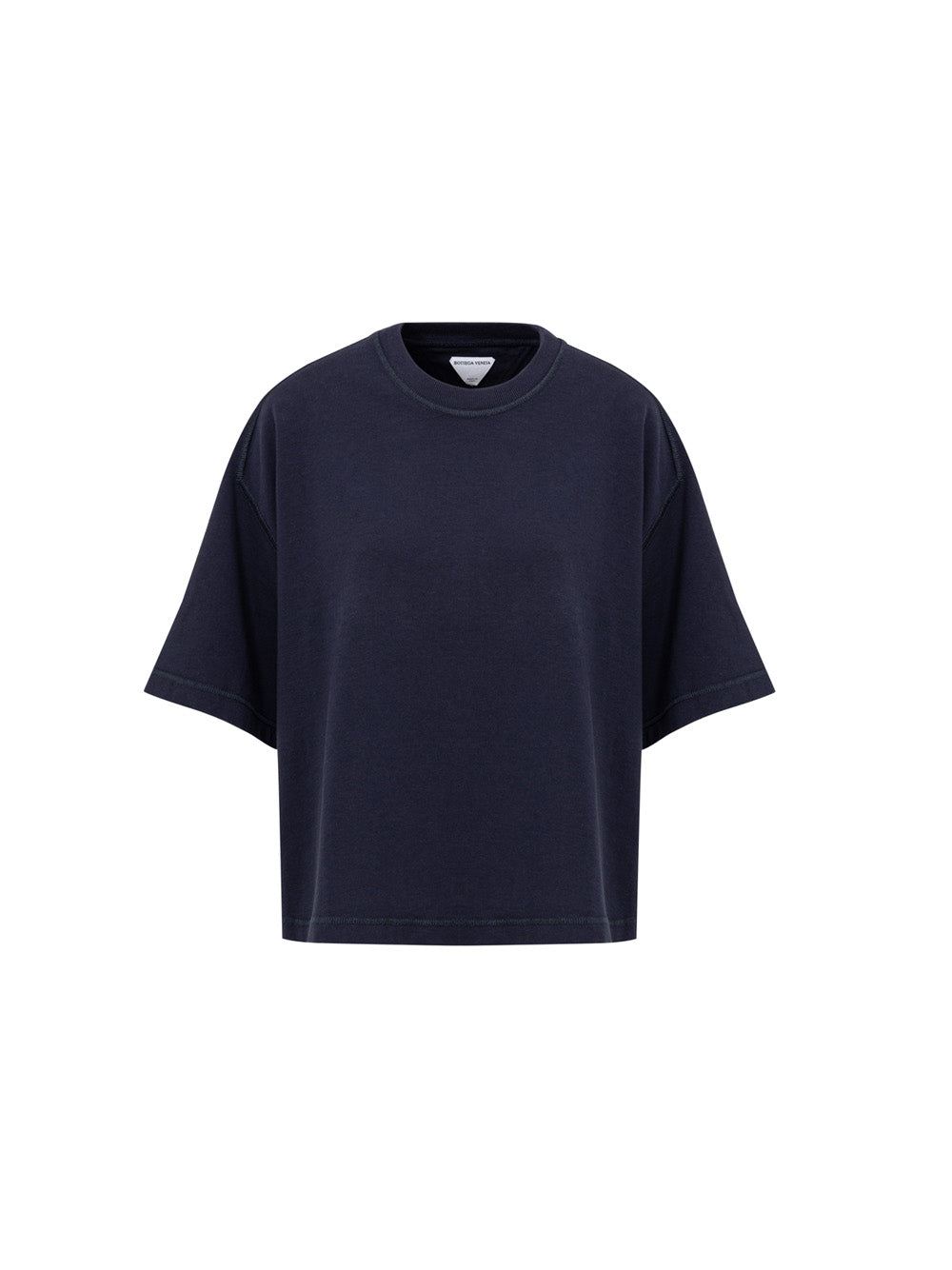 Camiseta azul recortada con cuello cuadrado Bottega Veneta