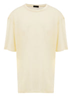 T-Shirt Corneliani Giallo Chiaro a Manica Corta in Lino