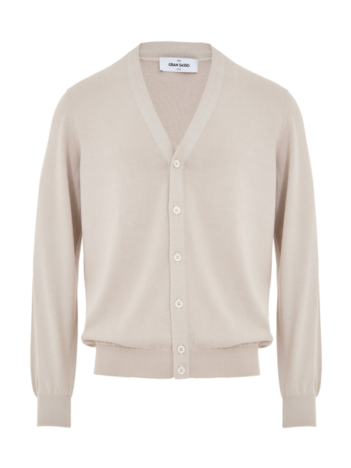 Maglione Cardigan in Cotone Beige Gran Sasso
