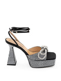 Sandali Plateau Nero con Cristalli Doppio Fiocco Mach & Mach