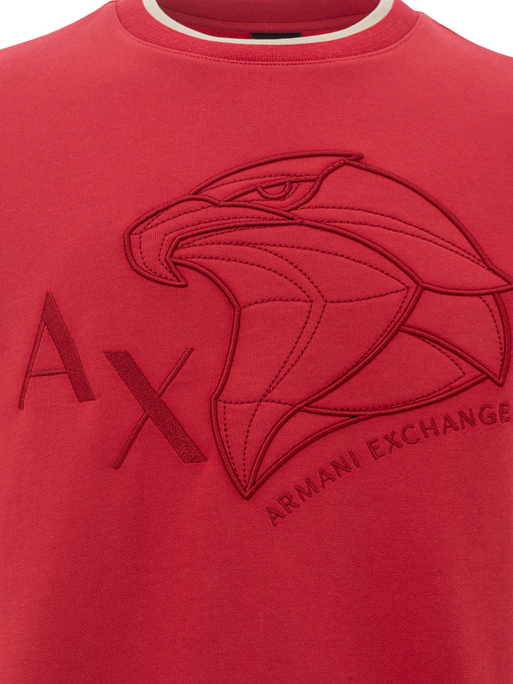 Armani Exchange Sudadera roja de algodón orgánico