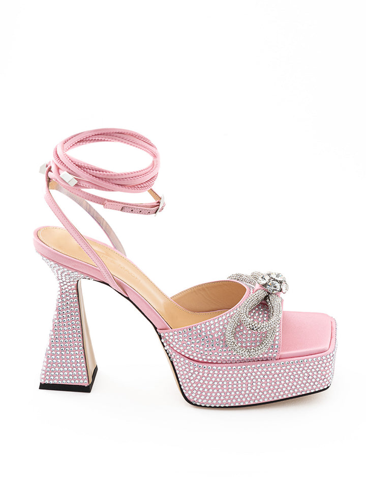 Pink Plateau Sandals with Double Bow Crystals Mach &amp; Mach