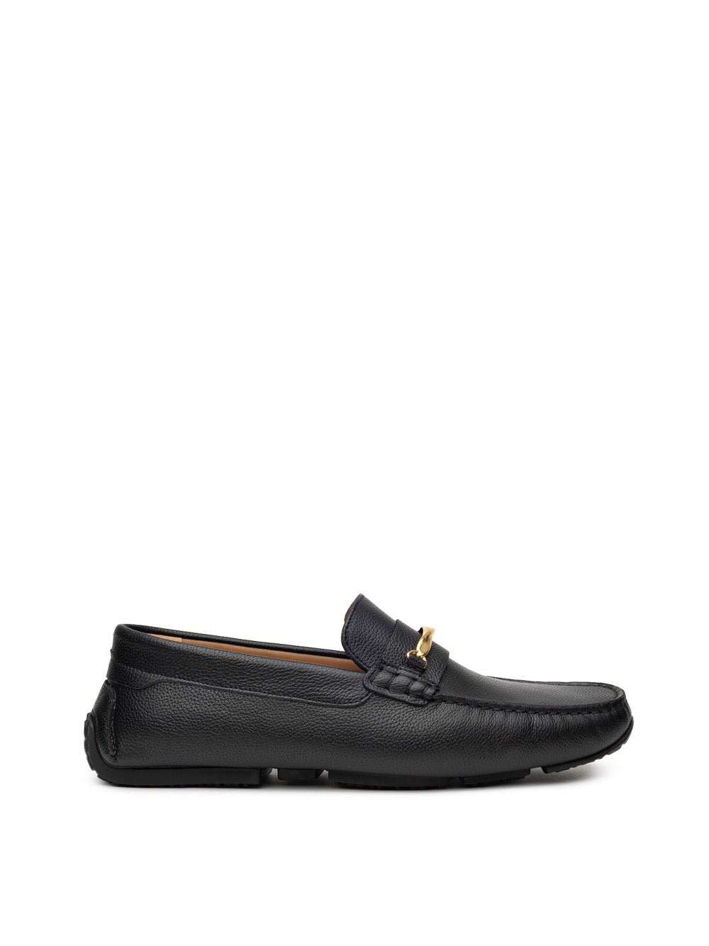Bally Moccasins in schwarzem Leder mit goldener Plaque