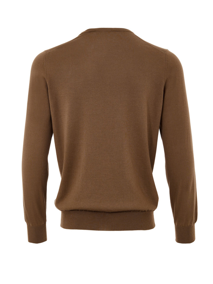 Maglia Girocollo Marrone in Misto Seta Gran Sasso