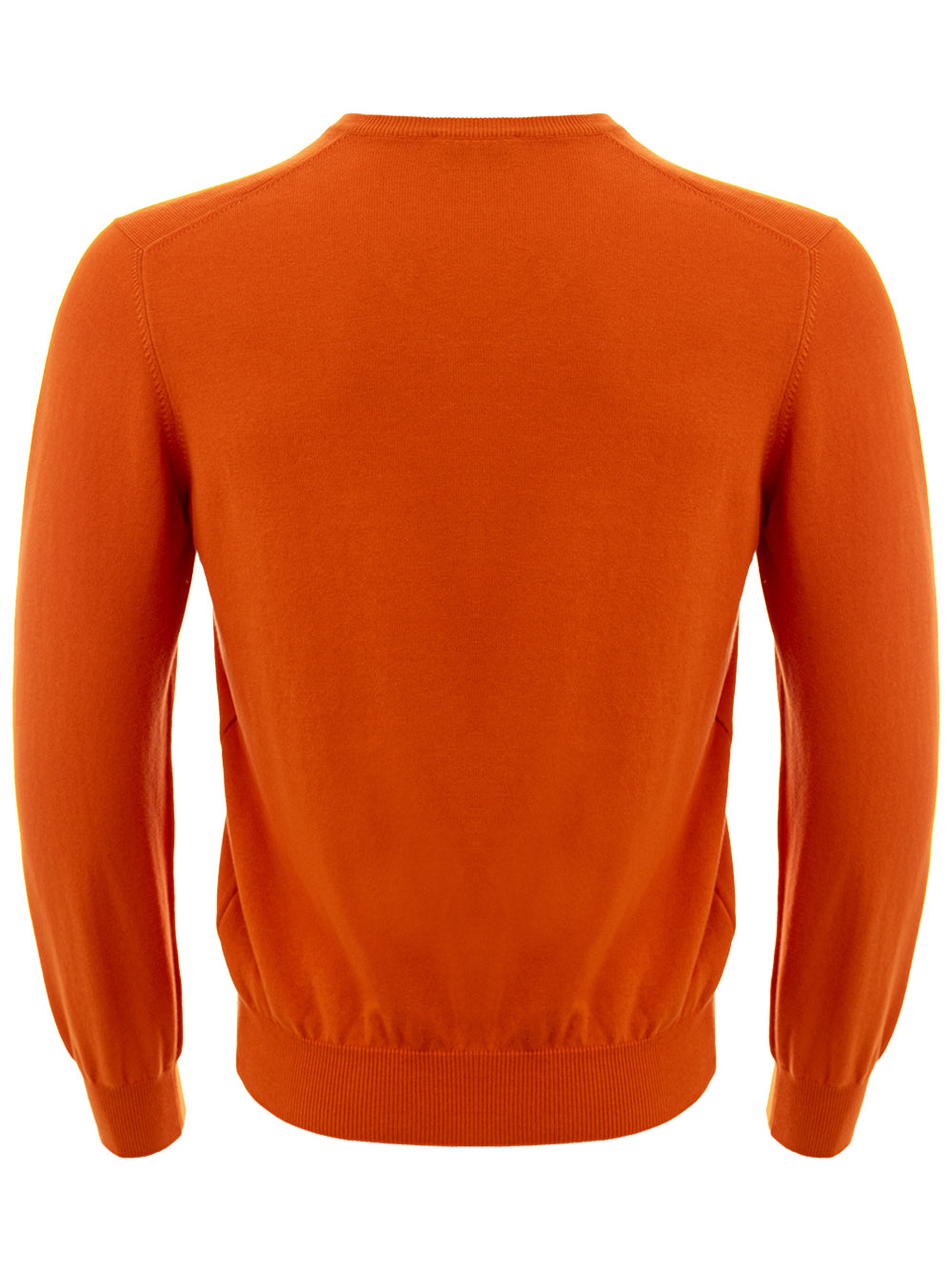 Orangefarbener Pullover mit V-Ausschnitt aus Gran Sasso-Baumwolle