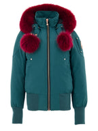 Giubbino Bomber Imbottito in Verde Petrolio con Pompom Moose Knuckles