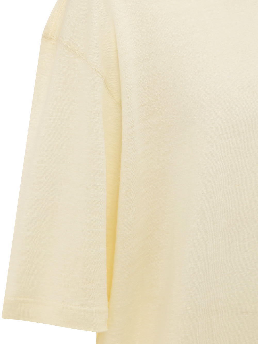 T-Shirt Corneliani Giallo Chiaro a Manica Corta in Lino