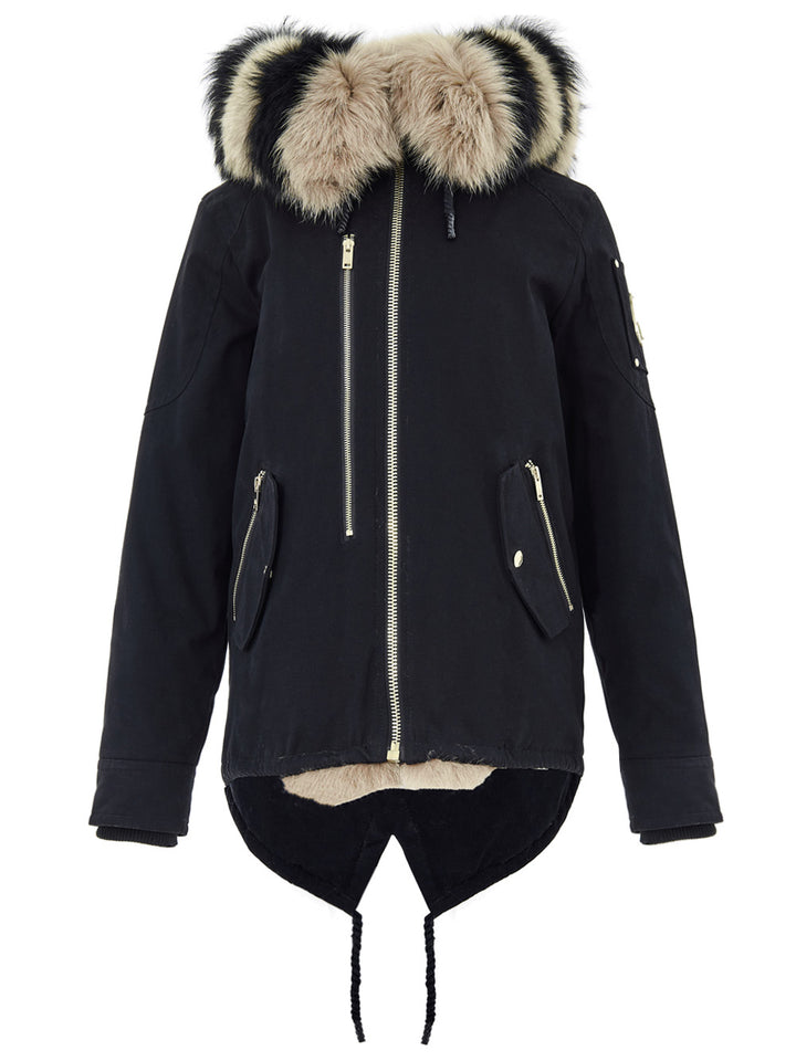 Giubbino Middle Parka in Tessuto Verde con Pelliccia Moose Knuckles