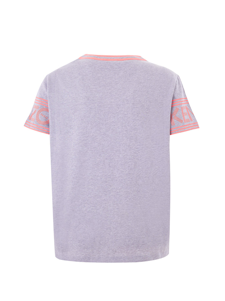 Gray Cotton T-Shirt with Kenzo Logo